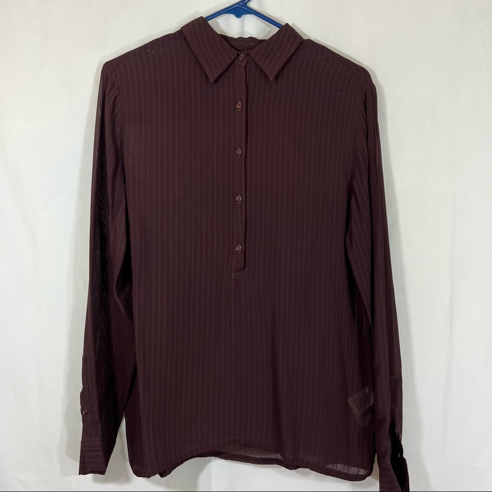 Zara woman button down shirt burgundy size M